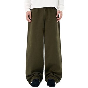 Jeans pour hommes Pantalon en denim à jambes larges et coupe ample avec poches Pantalons longs en denim de couleur unie Streetwear décontracté pour hommes - Product Image 6