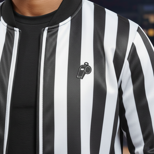 Chaqueta Universitaria Vintage de Invierno para Árbitro de Baloncesto, Negra Teñida, 100% Seda con Logotipo Bordado y Cierre de Cremallera - Product Image 5