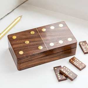 Jeu de dominos classique en bois et laiton de haute qualité avec boîte, jouets éducatifs, pièces classiques de jeu de dominos pour adultes, amusant et idéal pour offrir en cadeau - Product Image 2