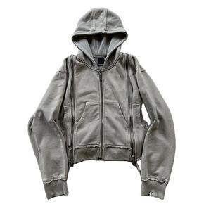 Sudadera con Capucha Extra Grande de Invierno para Hombre, Estilo Ninja con Máscara, Triple Cremallera, Gruesa, 100% Algodón, Felpa, Pedrería, Ecológica, Degradado Ácido - Product Image 2