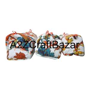 Wholesale 100 % Pure Cotton Fabric Tassel Pattern for <b>Makeup</b> <b>Bag</b> Set with Zipper Closure Soft Handle Eco-Friendly And Durable - Product Image 2