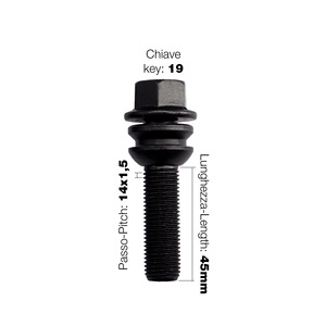 10 tornillos negros ch.19 14x1.5 con arandela esférica móvil de 45 mm - Product Image 2