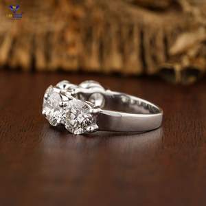 5.00 TDW bague en diamant coupe ronde 18k or blanc demi-éternité bande/panier réglage Cvd/Hpht diamant laboratoire pierre bijoux - Product Image 3