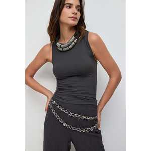 Chemise élégante pour femmes en satin, taille XL, style décontracté, chemise de bureau avec logo brodé, hauts colorés pour femmes - Product Image 2