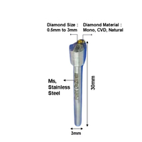 EAGLION Pensil Berlian Vertikal Ukuran Shank 3mm untuk Penggunaan Tangan dengan Alat Penaik Titik untuk Ukiran Perhiasan (Bahan MS & SS)