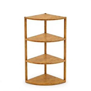 Estante de Madera Triangular de 4 Niveles, Estante de Almacenamiento en Esquina para Baño y Sala de Estar - Product Image 1