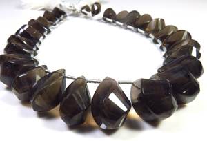 ลูกปัดพลอยสโมคกี้ควอตซ์ธรรมชาติทรงบริโอเล็ต ขนาด 10-18 มม. 28 เม็ด ความยาว 9 นิ้ว รูปทรงหยดน้ำบิดเกลียว สำหรับงาน DIY เครื่องประดับ - Product Image 2