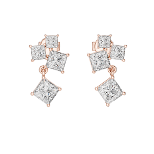 Pendientes de Diamantes CVD de Laboratorio de 2.86 CT, Corte Princesa, Oro de 18K, 14K, 10K y Plata 925, en Oro Rosa, Amarillo y Blanco - Product Image 3