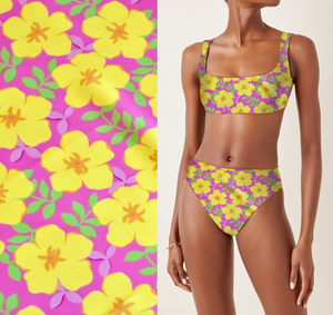 Tela con estampado floral reciclado para traje de baño, Bikinis, ropa deportiva, estiramiento antipastillas, forro resistente a las manchas de urdimbre transparente para niños - Product Image 2