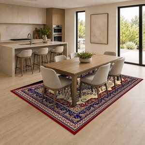 Tapis de salon en chenille antidérapant, imprimé numériquement, style moderne et vintage, rouge bordeaux, lavable en machine, vente en gros, RUGS DEPOT LXDP-0248 - Product Image 4