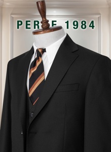 Costume d'affaires noir en laine pour homme, simple boutonnage, col à revers, coupe droite, infroissable, style britannique - Product Image 3