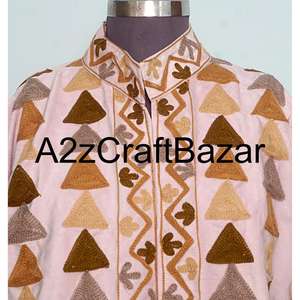 Hand Drawn <b>Velvet</b> <b>Jacket</b> 100% Cotton Knitted Fabric Embroidered Floral Pattern Eco-Friendly Breathable For Girls - Product Image 2