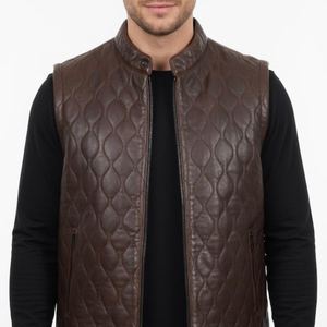 Chaleco de Moda Acolchado de Cuero con Aspecto Vintage Genuino para Hombre, con un Corte Tradicional Diseñado para la Comodidad Diaria - Product Image 3