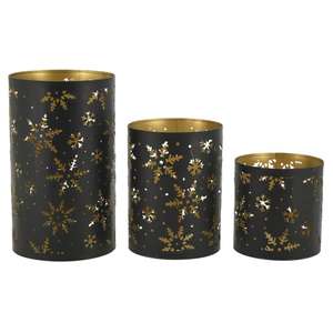 Vente chaude flocon de neige coupe conception métal bougeoirs votifs lanternes en bois pour la maison décorations de noël usine directe - Product Image 3