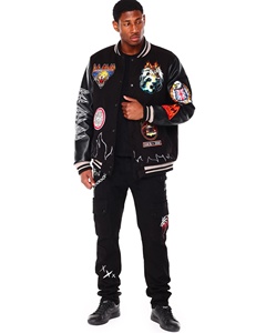 เสื้อแจ็คเก็ตวาร์ซิตี้ปักลายเชนิลล์แบบกำหนดเอง  พร้อมตัวอักษรแบบ Letterman  สำหรับวิทยาลัย  ไซส์พลัส  คอตั้งแบบเบสบอล  เป็นมิตรกับสิ่งแวดล้อม รุ่น FSW-VJ-006 - Product Image 1