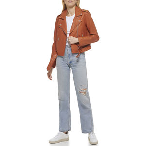 Customized Cropped Women's Sheep Skin Leather Jacket Eco-Friendly Breathable Waterproof Casual Streetwear Cotton OEM Accepted - Product Image 5