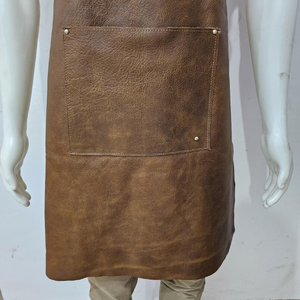 Lot de 2 tabliers en cuir marron pleine fleur faits à la main Tabliers pour barbecue, cuisine, atelier et artisanat avec sangles et poches réglables - Product Image 6