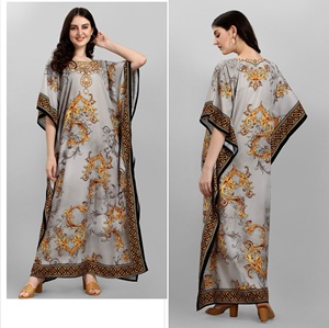 Best Selling Afreen Latest <b>Kaftan</b> for Women Export Polyester Crepe Digital Print Floor-Length Beachwear Stone Work Fancy African - Product Image 1