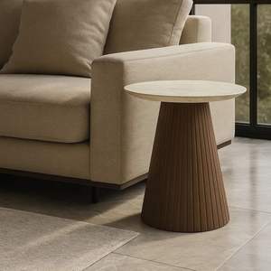 Mesa de Centro Moderna de Madera Sólida de Lujo |   Mesa Artesanal Resistente con Acabado Pulido para Interiores de Primera Calidad - Product Image 4