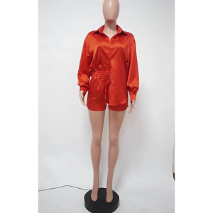 Women Two Piece <b>Shorts</b> <b>Set</b> Regular Fit Long Sleeve Solid T Shirt and <b>Bikini</b> <b>Shorts</b> Casual Summer Eco-Friendly OEM Service - Product Image 3