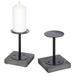 Bougeoir décoratif d'éclairage Design élégant Base en bois noire Bougeoir en métal Bougeoir votif Décoration de table - Product Image 1