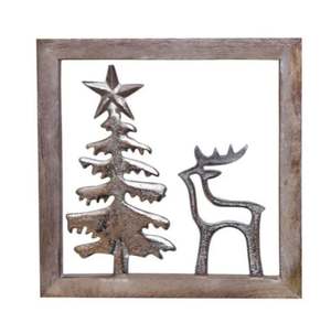 Nouveau design en aluminium coulé Double coeur argent fini dans un cadre en bois pour Noël et les festivals, la maison et l'hôtel. - Product Image 4