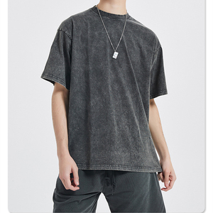 เสื้อยืดผ้าฝ้าย250Gsm โอเวอร์ไซส์สำหรับผู้ชายเสื้อยืดครอปแบบกำหนดเองโลโก้และดีไซน์แบบธรรมดา - Product Image 1