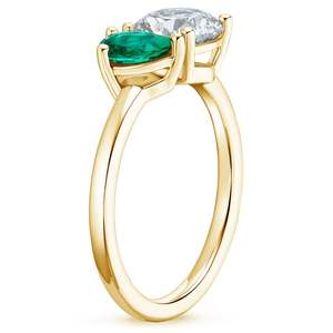 Fine <b>Jewelry</b> Designer Customized Gold Plated Square and <b>Green</b> Pear Diamond 14K Gold Double Moissanite <b>Jewelry</b> Ring for Women - Product Image 2
