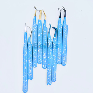 Pince à cils colorée à usage de salon avec pointe en fibre de revêtement scintillant Outils de cils personnalisés pour le volume et le greffage des cils - Product Image 2