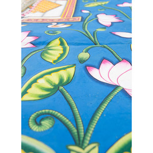 Pichwai Art Blue Cotton Cloth for Home <b>Wall</b> <b>Decor</b> Bohemian Christmas Style Tapestry with Handmade Rope Hanging Outdoor Usage - Product Image 3