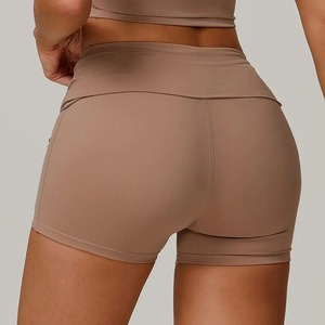 Pantalones cortos de gimnasio de talla grande de cintura alta para mujer, Bermudas sólidas para entrenamiento, pantalones cortos de Yoga, levantamiento de glúteos, cintura media de punto, calle alta - Product Image 1