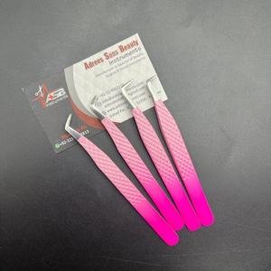 Pince à épiler d'extension de cils personnalisée en rose Ombre pince à cils professionnelle en acier inoxydable à forte tenue marque privée pointue - Product Image 3