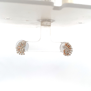 18K Rose Gold Bất Kim Cương Mặt Dây Chuyền & Chain Set Với Phù Hợp Với Bông Tai Hiện Đại Swirl Thiết Kế Đồ Trang Sức Mỹ - Product Image 5