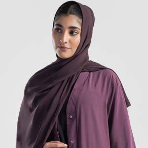 Abaya Kimono Lila Polvoriento de Satén Sencillo con Silueta Recta y Cintura Natural - Product Image 6