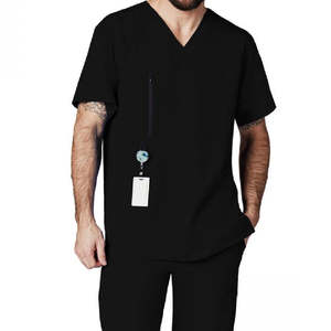 Conjunto de exfoliación médica para hombre, camiseta y pantalones de manga corta con cuello en V, uniforme cómodo y transpirable para médicos, enfermeras y trabajadores de la salud - Product Image 4