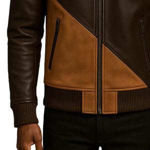 Chaqueta Bomber de Piel de Oveja para Hombre de Alta Calidad Personalizada al por Mayor con Forro de Lana en el Interior - Product Image 6