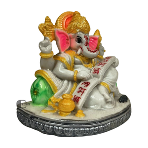 Estatua de Ganesh Ji de Poliresina, Modelo Hecho a Mano, Pintado a Mano, Decoración Religiosa Tradicional, Pooja, Boda, Hogar, Estilo Indio - Product Image 5