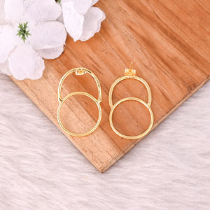 ต่างหูหมุดชุบทองทองเหลืองคุณภาพสูงดีไซน์ทำด้วยมือต่างหูชุบทองทองเหลืองผู้ผลิตขายส่ง - Product Image 4