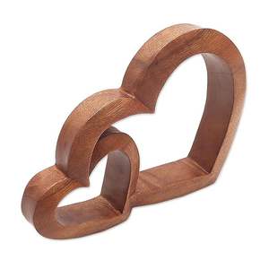 Escultura de madera de corazones, dos corazones juntos, expresión de amor, arte de madera hecho a mano, decoración del hogar, regalo romántico - Product Image 6