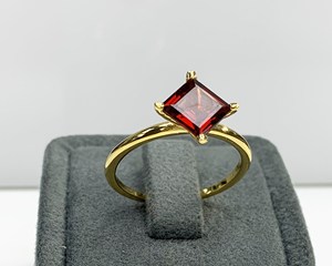 แหวนพลอยโกเมนสุดเท่สำหรับผู้หญิงแหวนเพชรเม็ดเล็กสุดสีเงินสเตอร์ลิง925เจ้าหญิงแดง - Product Image 6