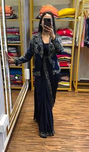 Sarees brodés en soie de soie Collection de vêtements de fête de qualité supérieure avec chemisiers non cousus Fabricant direct - Product Image 2