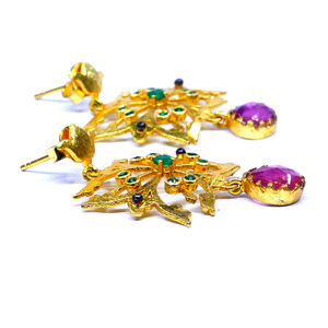 Créateur en argent sterling 925 à la mode classique unique pour femmes ensemble de boucles d'oreilles goutte tourmaline émeraude pierres précieuses attrayant unique - Product Image 3