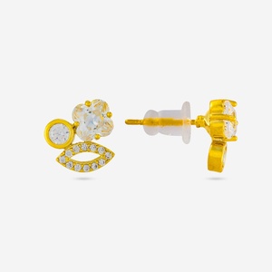 Trendy Classic Ethnic Alloy <b>Earrings</b> 192760 <b>Studs</b> with Flower Tassel Number Shapes Bezel Setting <b>Amber</b> for Party Wedding Gift - Product Image 3