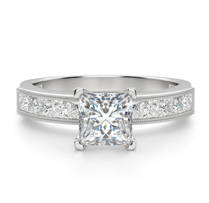 Bijoux de fiançailles et de mariage en argent sterling pour femmes ensemble de pavé de moissanite coupe princesse pour cadeau fête anniversaire - Product Image 1