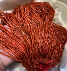 Cuentas de vidrio de coral Venta de cuentas de vidrio Cubo de tubo cuadrado de 2mm 3mm 4mm Colores de coral naranja para hacer joyas Cuentas sueltas en hebra. - Product Image 3