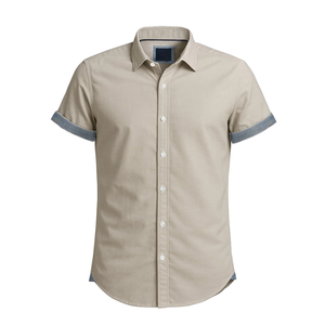 Chemise décontractée fonctionnelle pour homme à manches courtes, poignets ajustables, infroissable, 100% coton satiné, teint en pièce, mobilité améliorée - Product Image 1