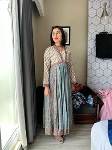 Meilleure vente Floral Long coton col en V ample ajusté printemps été porter Maxi robe élégante femmes décontracté mode robe - Product Image 2