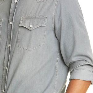 Camisa Vaquera Elegante para Hombre, 100% Algodón, Antiarrugas, Corte Entallado, Mangas Largas, Moda Diaria - Product Image 4