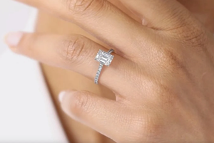 10k or jaune, or rose et or blanc taille émeraude laboratoire cultivé diamant bague de mariage taille émeraude diamant bague de fiançailles cadeau pour - Product Image 3