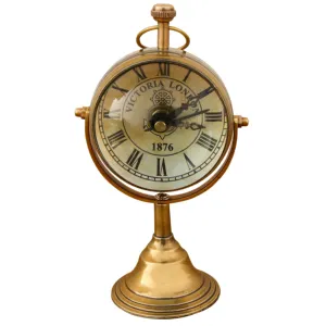 Antique Nautical Brass Desk Clock With Stand Roman Number Decorative And Working Desk Clock For Wedding Gift